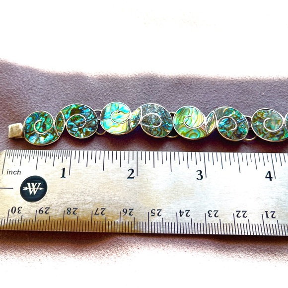 Vintage Taxco Signed Abalone S-Link Sterling Silver Bracelet - Picture 4 of 9